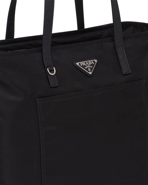 prada black tote with red interior|Prada nylon tote bag large.